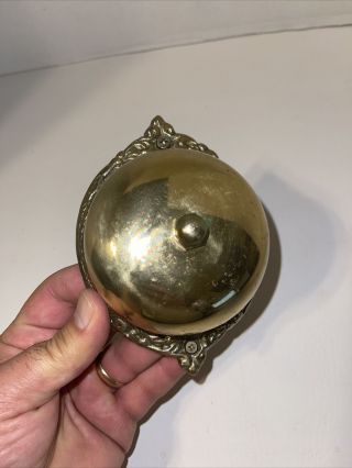 Vtg Antique Crank Door Bell Turn Key Brass Metal ART NOUVEAU Knob USA 2