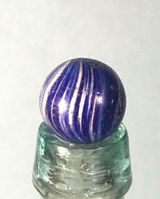 Antique 3/4” German Handmade Blue Onionskin Marble Shooter