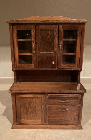 Vintage Dollhouse China Cabinet Wooden Hoosier Cabinet Concord Miniature