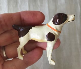 Putz Stick Leg Paper Mache Miniature Dog Antique Vtg Pointer Hunt Dog Fabulous