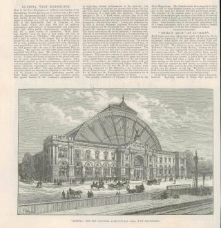 1886 Antique Print - London West Kensington Olympia Agricultural Hall (279b)
