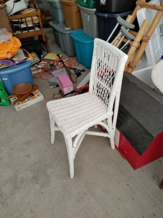 Vintage White Wicker chair pre 1950 very heavy,  solid chair. 2