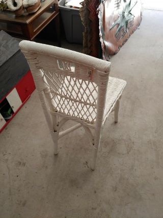 Vintage White Wicker chair pre 1950 very heavy,  solid chair. 3