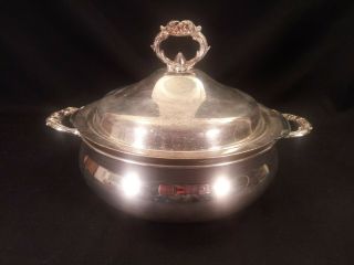 Vintage English Silver Mfg Corp Deep Serving Bowl With Lid & Fireking Glass Bowl