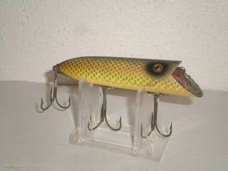 Vintage Heddon Basser Fishing Lure - Shiner Scale Color Glass Eyes