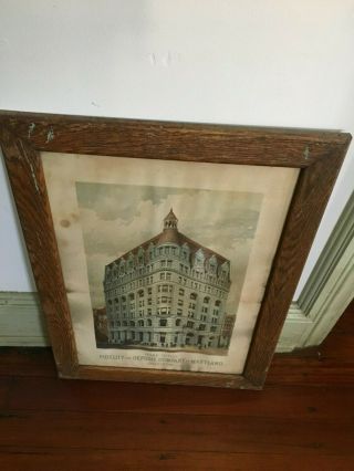 Fidelity And Deposit Company Of Baltimore,  Antique Framed Print Of Building 1892