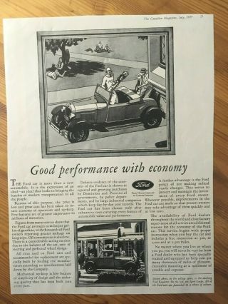 Very Rare 1929 Canadian Canada Ford Model A Car Ad Golf Roadster