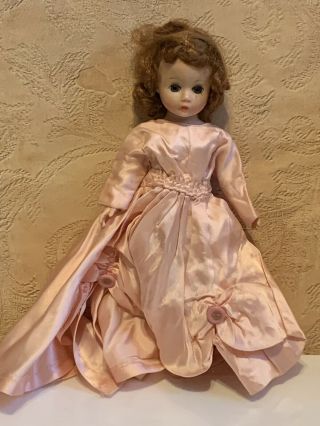 Vintage Madame Alexander Doll Sleepy Eye Articulated Red Hair Pink Satin Dress