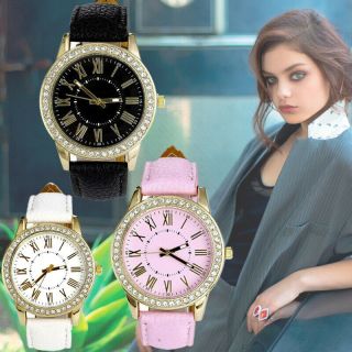 Luxury Fashion Women Watches Stainless Steel Analog Leather Quartz Wrist Watch