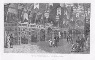 1886 Antique Print - London Colonial Indian Exhibition Hyderabad Court (119b)