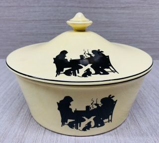 Vintage Crooksville China Silhouette Casserole Covered Dish Pantry Bak - In Ware