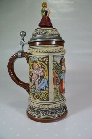 Vintage Gerz West Germany Beer Stein With Pewter Lid Dancing Couple Rare