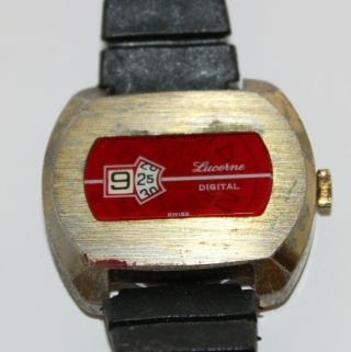 Lucerne Vintage Digital Wrist Watch Red Dial Not Running Swiss Made