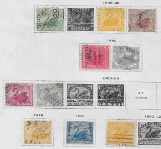 10 Western Australia Stamps From Quality Old Antique Album 1865 - 1912