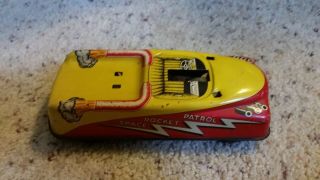 Vintage Antique Tin Friction Toy Space Rocket Patrol Car 7 " Courtland 1950