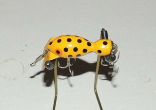 Vintage Midget Bomberette Lure In Yellow With Black Dots