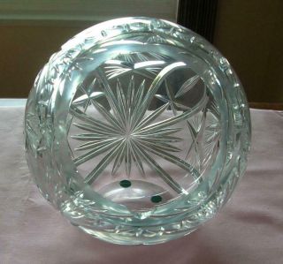 Large Vintage 6 " Cut Lead Crystal Globe Orb Pinwheel Cigar / Cigarette Ashtray