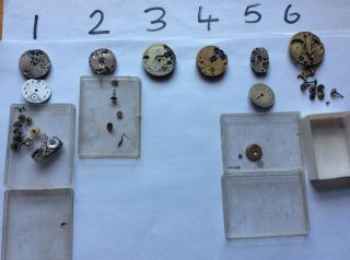Joblot 6 Vintage Watch Movements Recta Norexa,  Others Spares