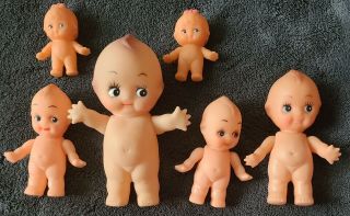 6 Vintage Small Vinyl Plastic Kewpie Baby Infant Dolls