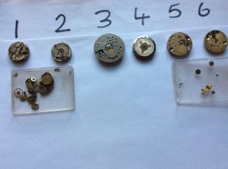 Joblot 6 Vintage Watch Movements G S & Co,  Bfg 866,  Others Spares