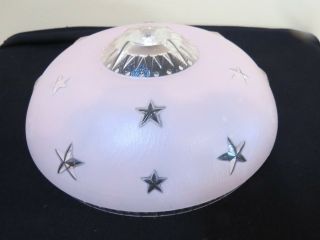 Antique Art Deco Pink Glass Ceiling Light With Center Hole Mount,  Stars