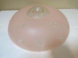 Antique Art Deco Pink Glass Ceiling Light with Center Hole Mount,  Stars 2