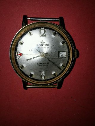Vintage Montra Datomatic 17 Jewels Swiss Made Mechanical Mans Watch.  Overwound?