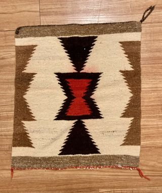 Antique Vintage Navajo Style Souvenir Rug Weaving Eye Dazzler 21.  25” X 19.  5”
