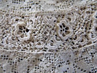 VINTAGE VICTORIAN - EDWARDIAN FRENCH COTTON IRISH AND LACE CUFFS 3 1/2 INCH LENGTH 3