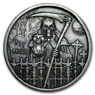 2018 " Grim Reaper " 1 Oz Antiqued Silver Round