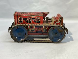 Rare Antique / Vintage Louis Marx 1 Climbing Wind Up Tractor Tin Toy