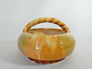 Lovely Antique Art Deco Australian Bendigo Pottery Twist Handle Bowl Dish Basket
