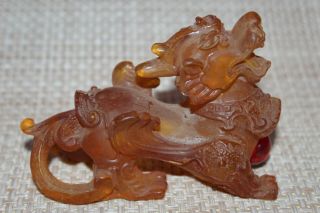 Kylin Old Jade Snuff Bottle Statue Hand - Carved By A Young Chinese Master
