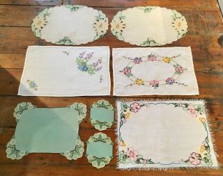 Antique Vintage Tray Cloths And Dressing Table Linen Embroidered And Cut Work