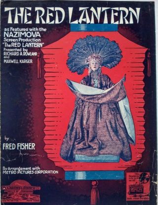 The Red Lantern 1919 Nazimova Movie Vintage Sheet Music
