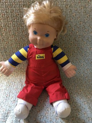 Vintage My Buddy Doll Playskool 1990 Boy Doll Blonde Hair With Hat 23 Inches