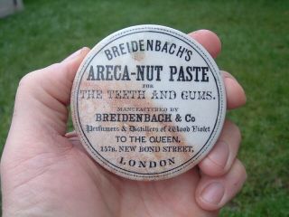 Antique Victorian Breidenbach`s Areca Nut Tooth Paste Pot Lid & Base London.