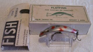 Vintage Helin Flatfish Wood Lure 10/30/20p Damage Box X4 2 - 5/8 " Paper