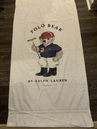 Vintage Polo Bear Beach Towel Ralph Lauren American Flag Usa
