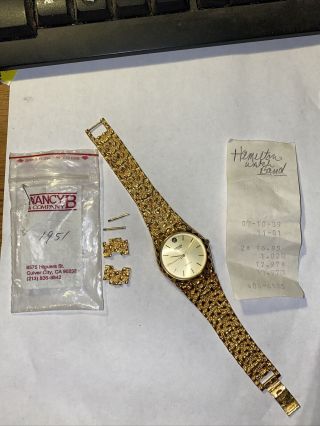 Vintage Gruen Gold Nugget Quartz Diamond Watch 259 - 2035 Womens Wristwatch