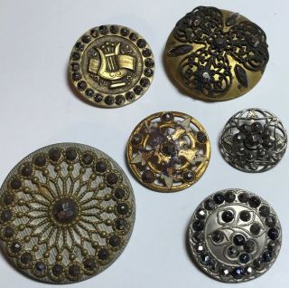 Antique Buttons With Cut Steels 6 Total