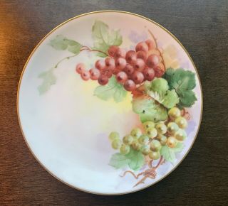 Antique Set of 6 Thomas Bavaria Sevres BERRIES Hand Painted Plates 71/2 
