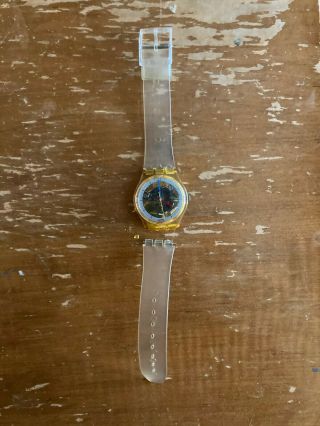 Clear Bands But Broken Jelly Fish Gk100 1985 Vintage Men Unisex Swatch Watch