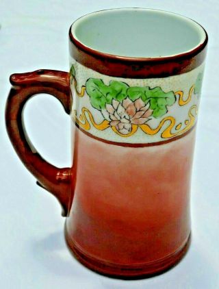 Antique 1904 Lithophane Hand Painted Porcelain Tankard Mug