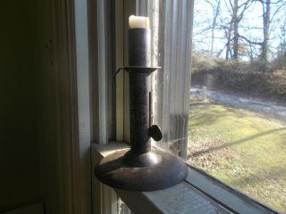 Antique Early Tin Candlestick Push Up Candle Holder Old Patina