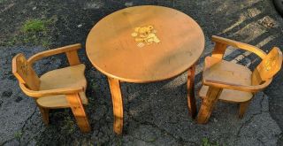 Vtg Thomas Edison Little Folks Furniture Kids Round Table With 2 Chairs Read