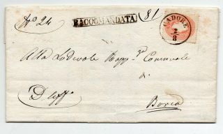 1862 Italy Lombardy - Venetia Reg Cover,  5s X 3 Stamps,  Rare Cadore Pmks