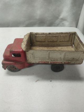 Structo Hydraulic Dump Truck Red White Steel Rare Toy Vintage