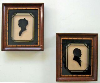 Antique Silhouette Reverse Painting On Glass