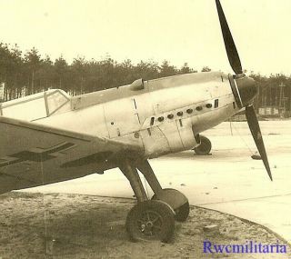 Rare Luftwaffe Me - 109 Fighter Plane Parked On Edge Of Airfield Tarmac